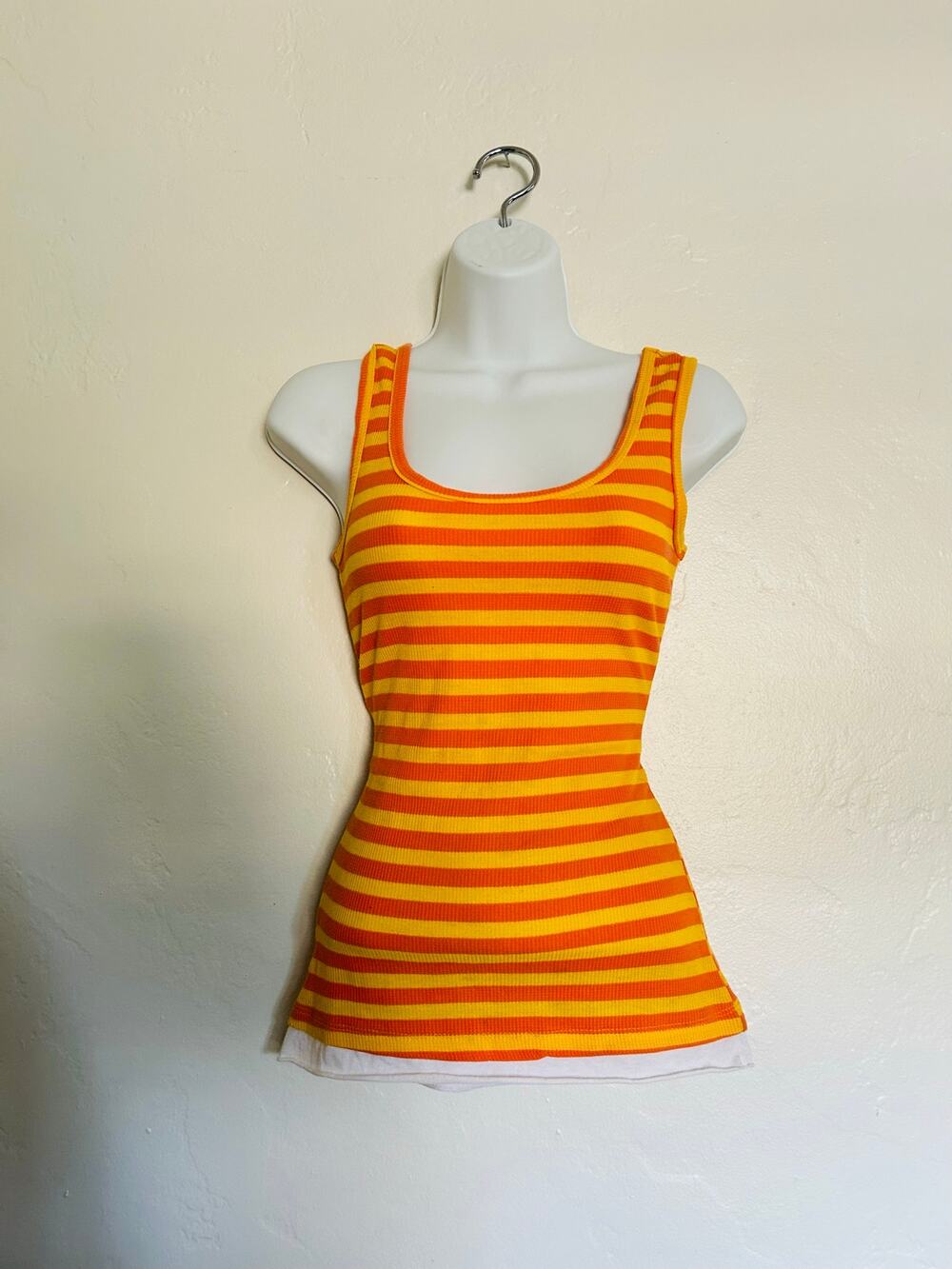 Y2K Judy junior Orange Striped Tank Top